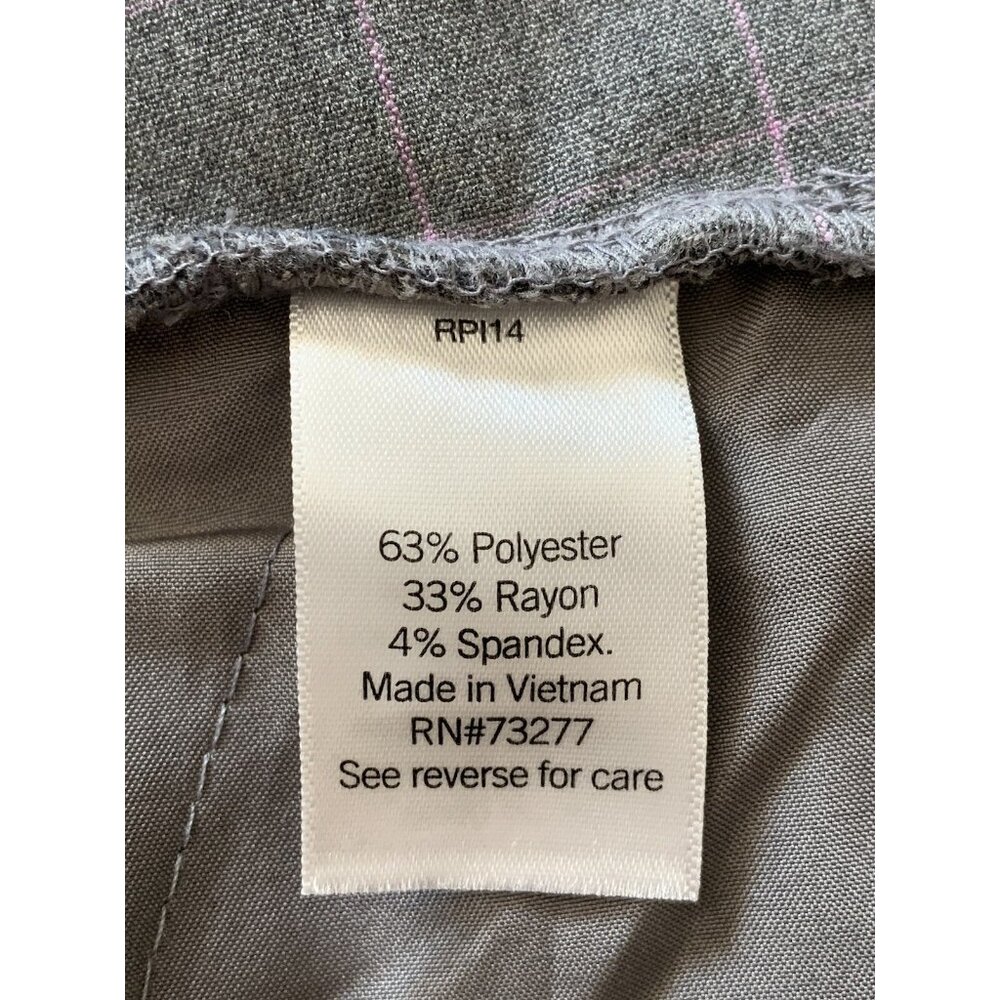 Nine West Petite Relaxed Crop Gray Plaid Dress Pants Elastic Waist & Pockets PXS - Picture 10 of 11